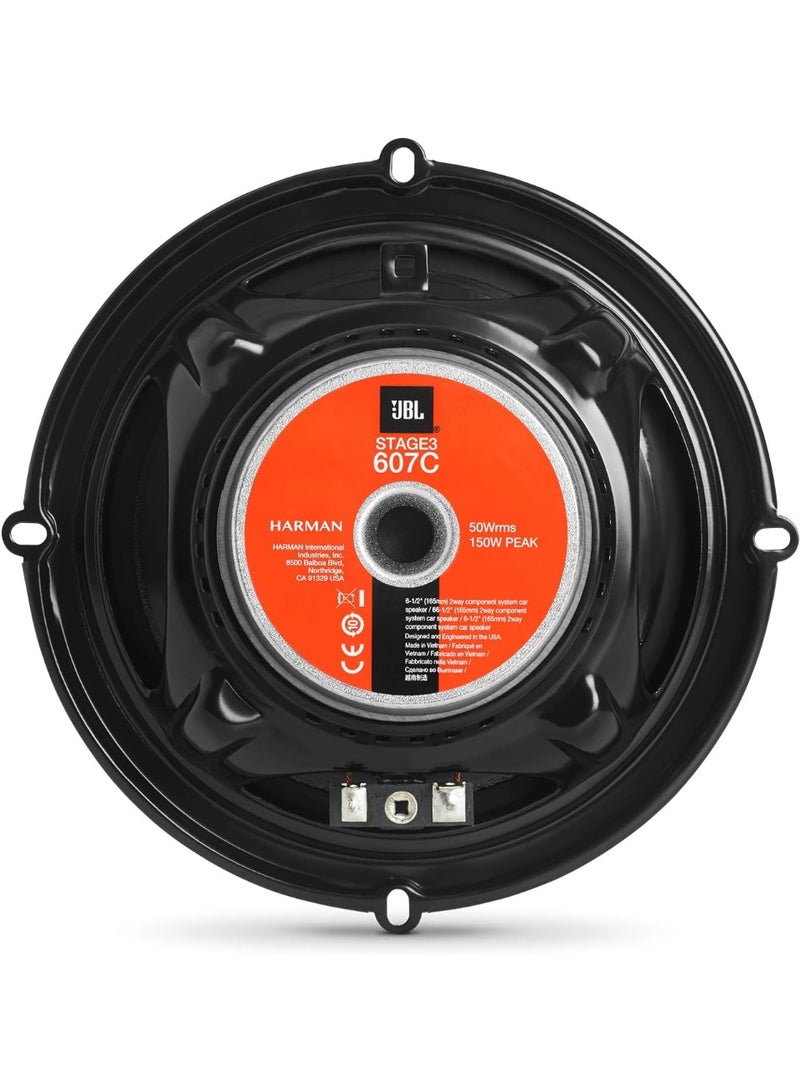 جي بي إل مجموعة مكبرات صوت JBL Stage3 607C ثنائية الاتجاه للسيارة - نظام صوتي احترافي من JBL بقوة 250 واط مع مكبر صوت 6.5 بوصة ومكبر صوت عالي التردد منفصل - أسود - Image 4